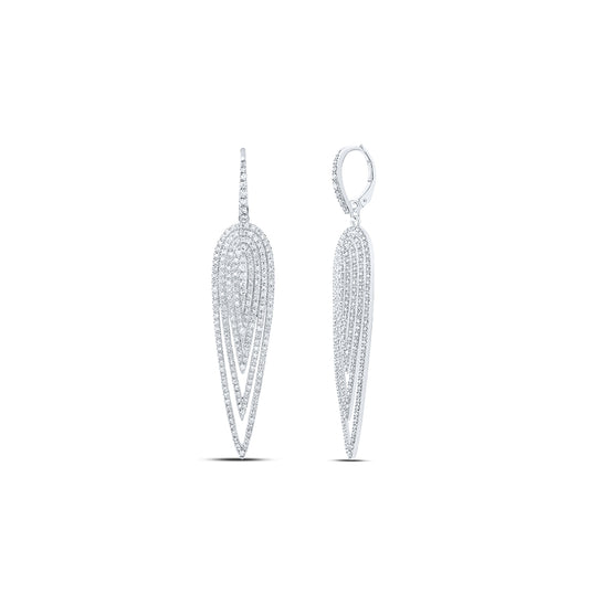 10K White Gold Womens Round Diamond Fashion Earring 1-1/2 Cttw