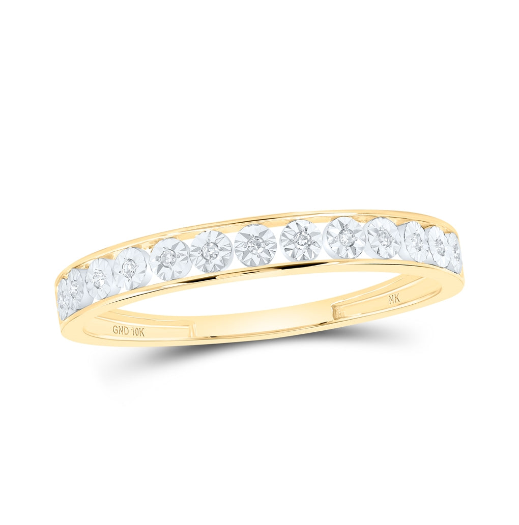 10K White Or Yellow Gold Womens Round Diamond Band Ring , Womens Size: 5-10