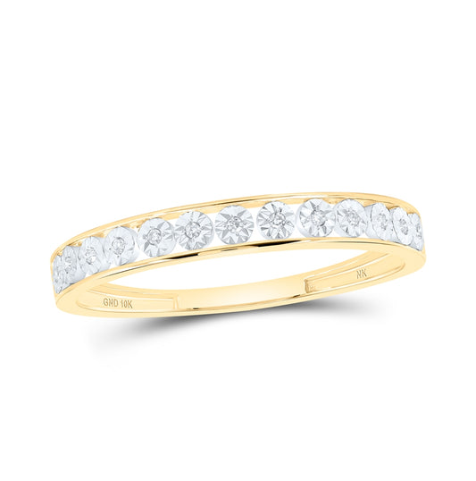 10K White Or Yellow Gold Womens Round Diamond Band Ring , Womens Size: 5-10