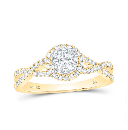 10K White Or Yellow Gold Womens Round Diamond Cluster Ring , Womens Size: 5-10