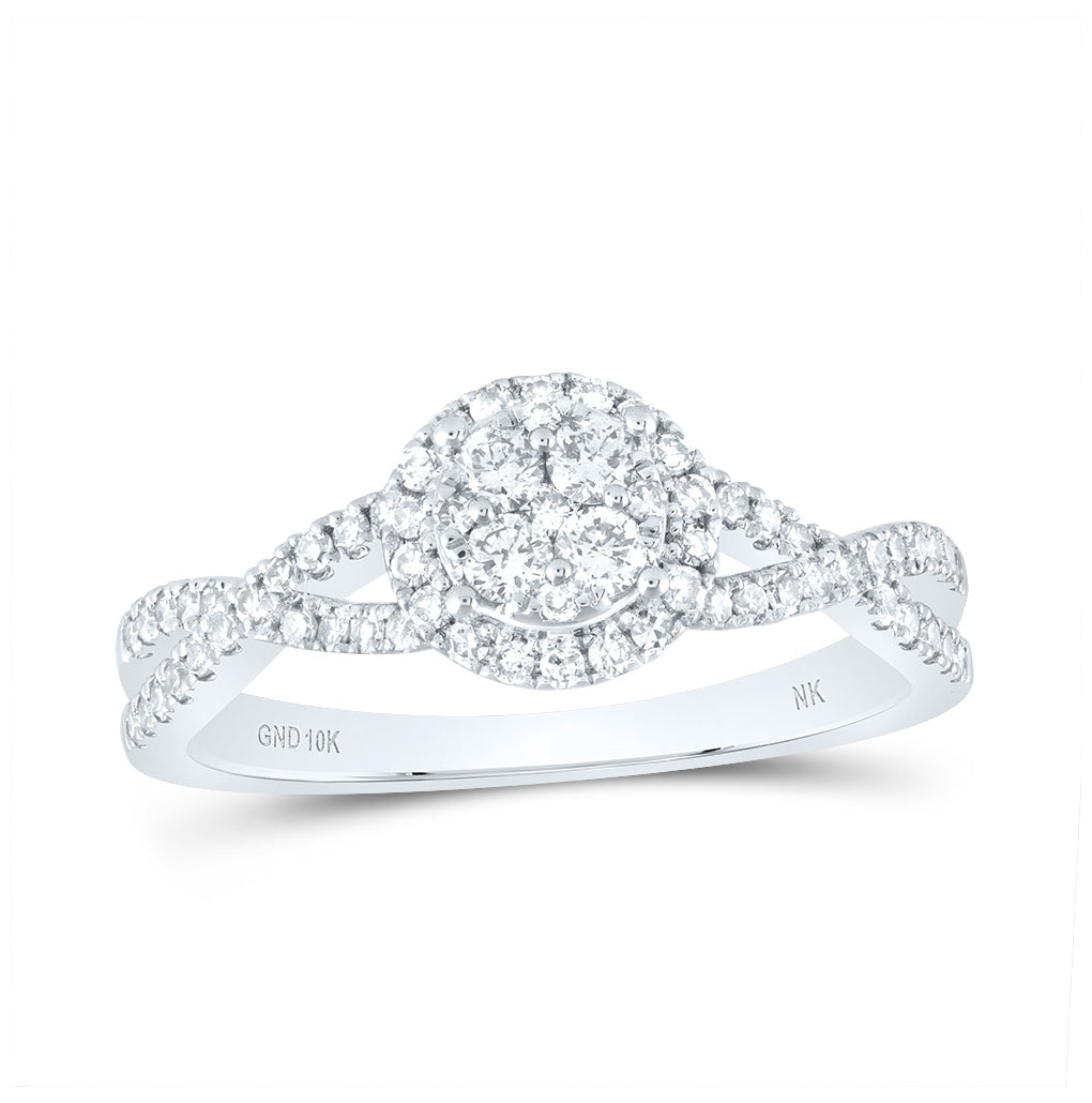 10K White Or Yellow Gold Womens Round Diamond Cluster Ring , Womens Size: 5-10