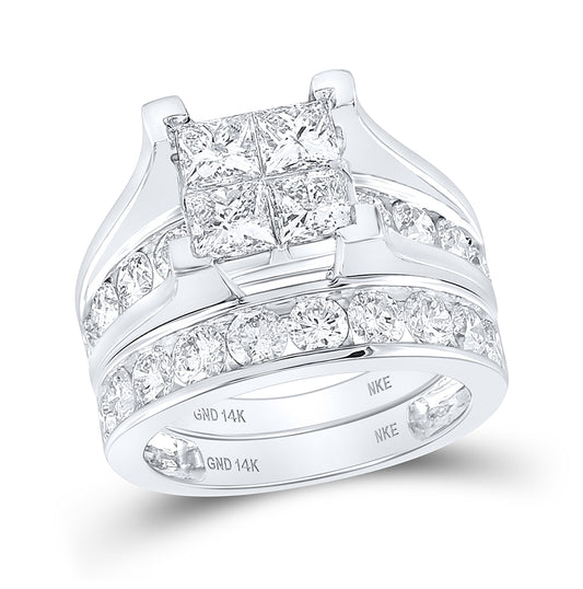 14kt White Gold 4ct Diamond Nke Tessera Invisible Bridal Set