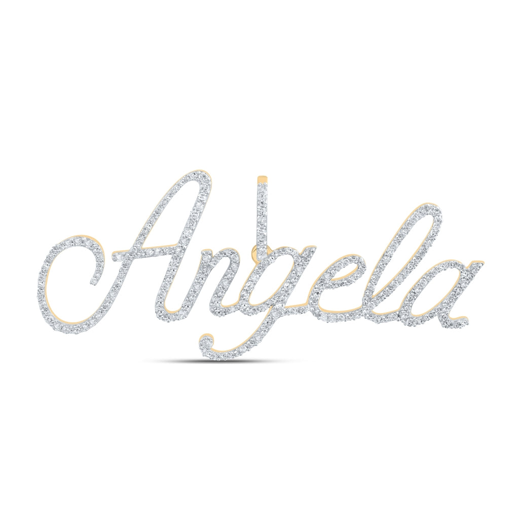 10K Yellow Gold Womens Round Diamond Name Pendant