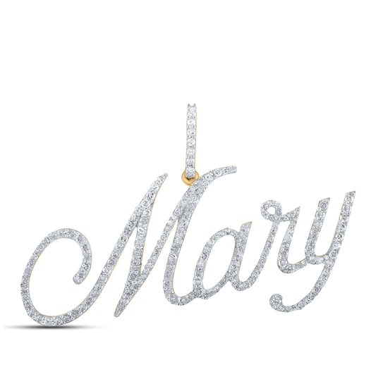 10K Yellow Gold Womens Round Diamond Name Pendant