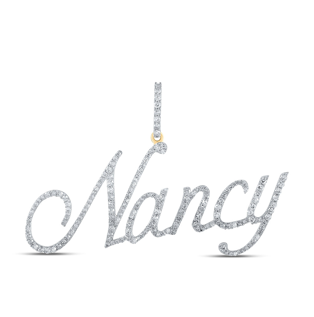 10K Yellow Gold Womens Round Diamond Name Pendant