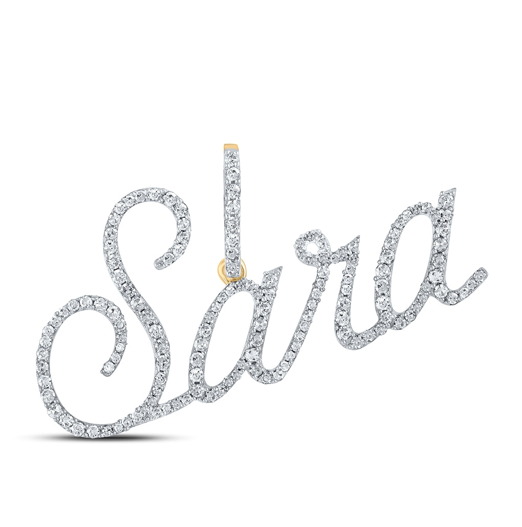 10K Yellow Gold Womens Round Diamond Name Pendant