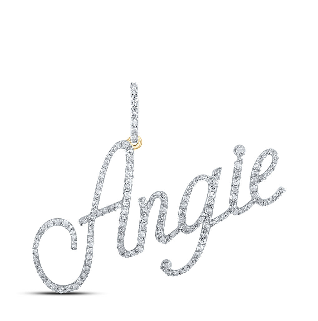 10K Yellow Gold Womens Round Diamond Name Pendant