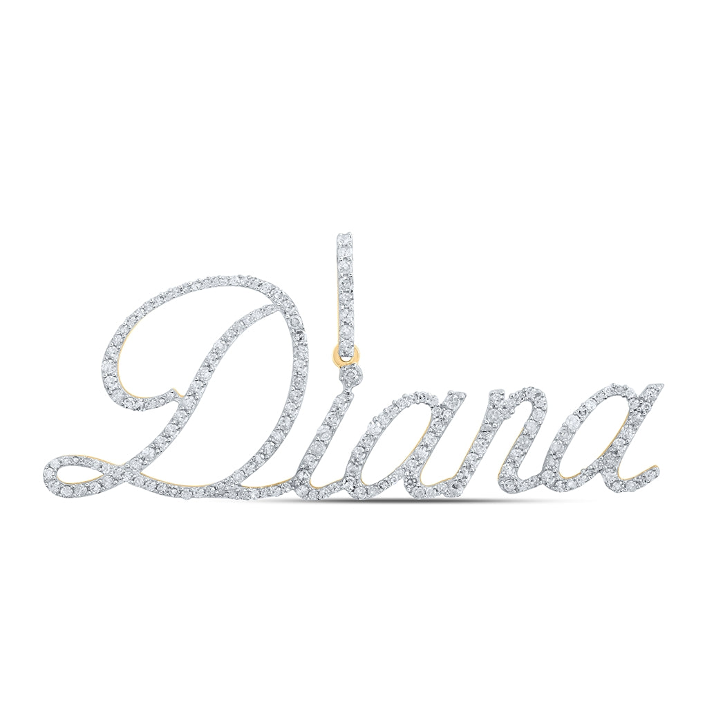 10K Yellow Gold Womens Round Diamond Name Pendant