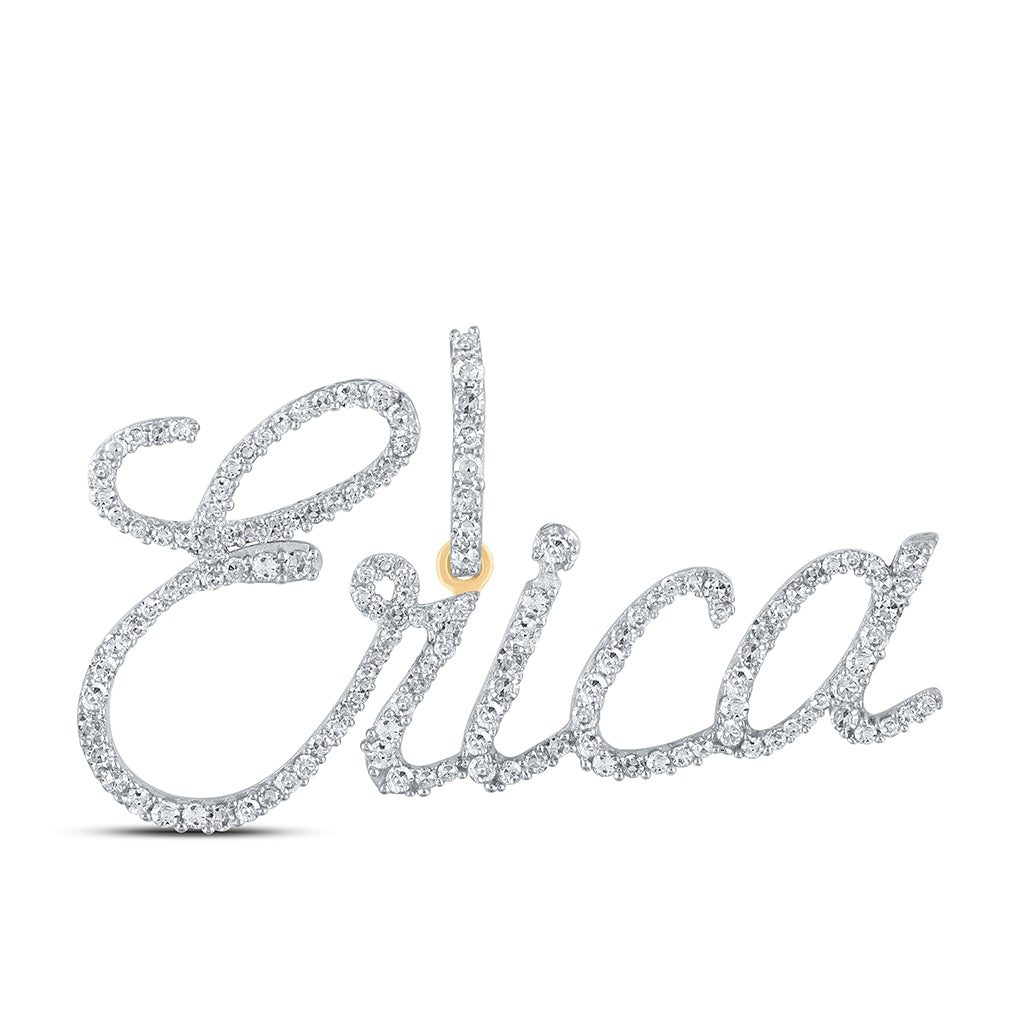 10K Yellow Gold Womens Round Diamond Name Pendant