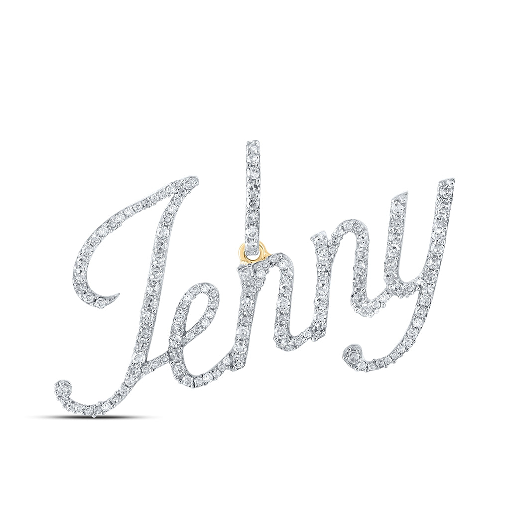 10K Yellow Gold Womens Round Diamond Name Pendant