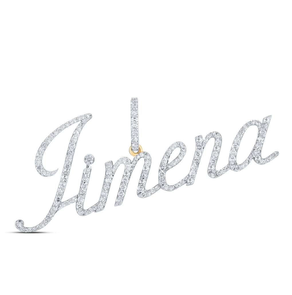 10K Yellow Gold Womens Round Diamond Name Pendant