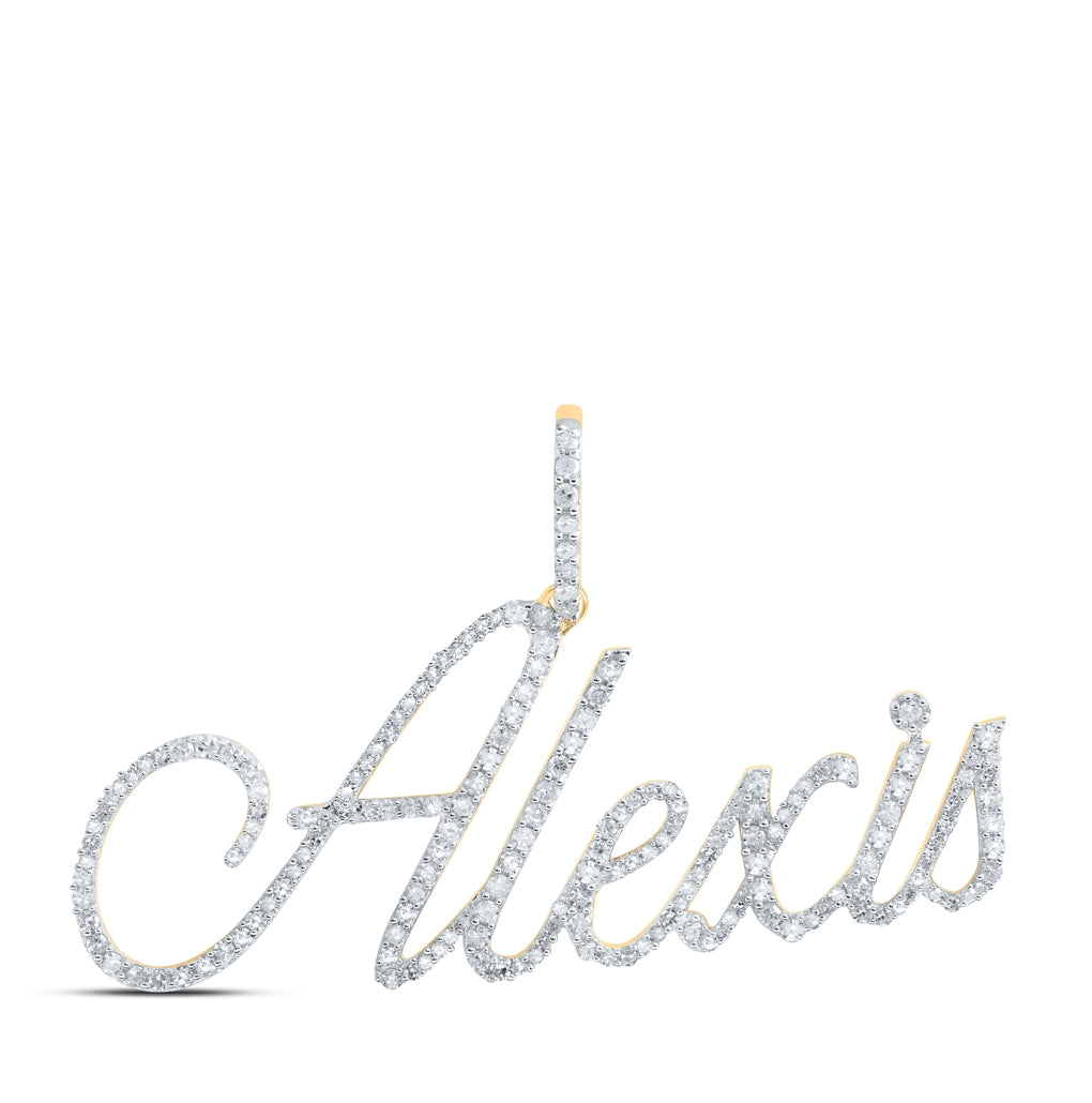 10K Yellow Gold Womens Round Diamond Name Pendant