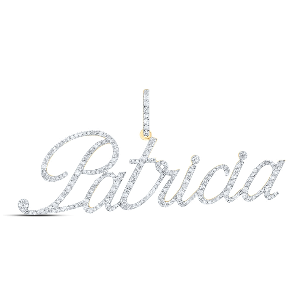 10K Yellow Gold Womens Round Diamond Name Pendant