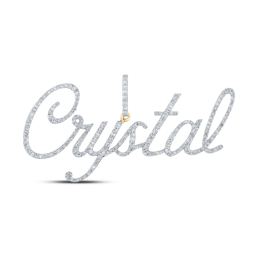 10K Yellow Gold Womens Round Diamond Name Pendant