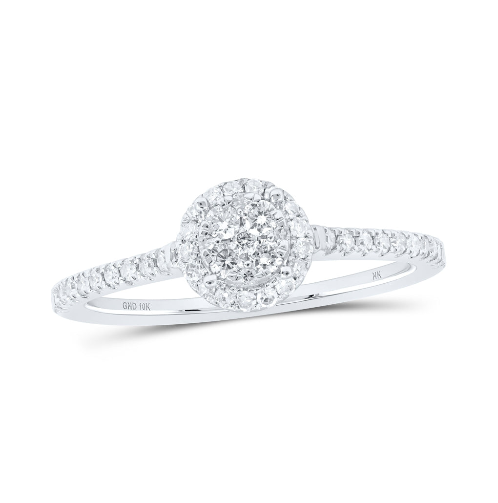 10K White Or Yellow Gold Womens Round Diamond Cluster Ring , Womens Size: 5-10