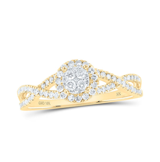10K White Or Yellow Gold Womens Round Diamond Cluster Ring , Womens Size: 5-10