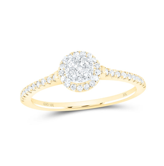 10K White Or Yellow Gold Womens Round Diamond Cluster Ring , Womens Size: 5-10