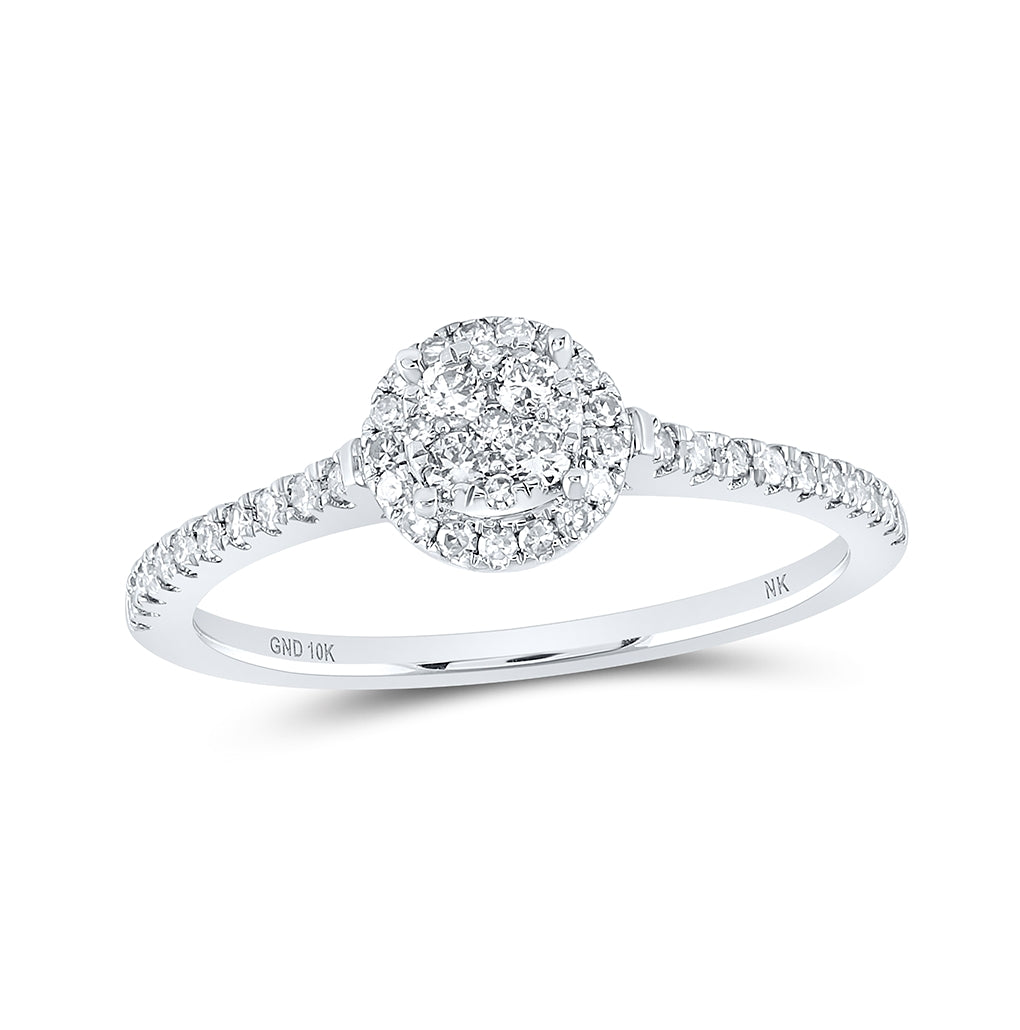 10K White Or Yellow Gold Womens Round Diamond Cluster Ring , Womens Size: 5-10