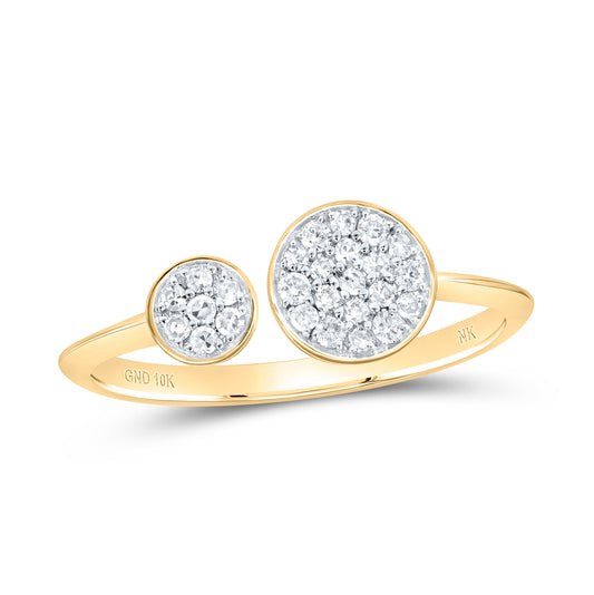 10K White Or Yellow Gold Womens Round Diamond Bisect Circle Band Ring , Womens Size: 5-10