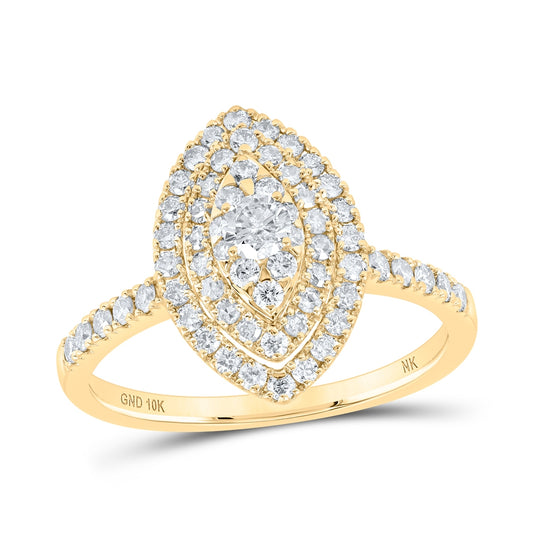 10K White Or Yellow Gold Womens Round Diamond Oval Ring , Womens Size: 5-10