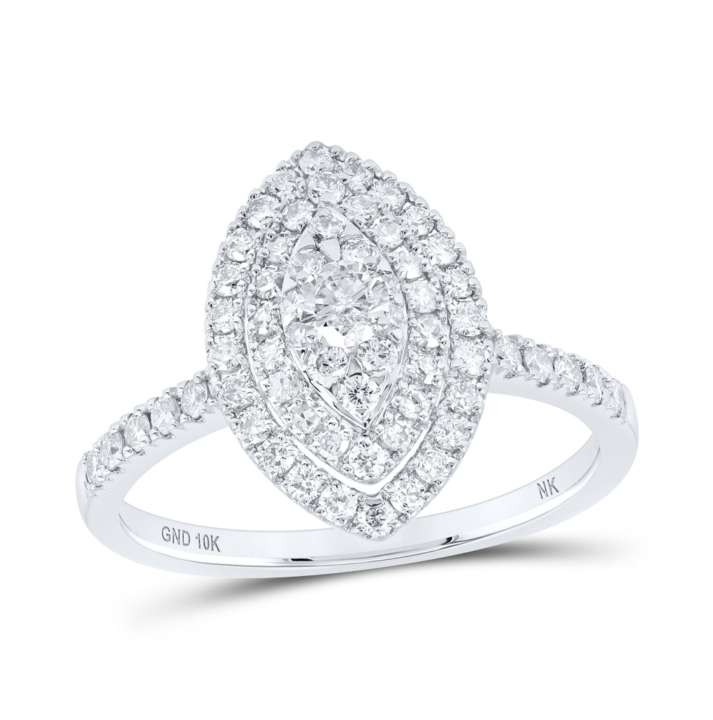 10K White Or Yellow Gold Womens Round Diamond Oval Ring , Womens Size: 5-10