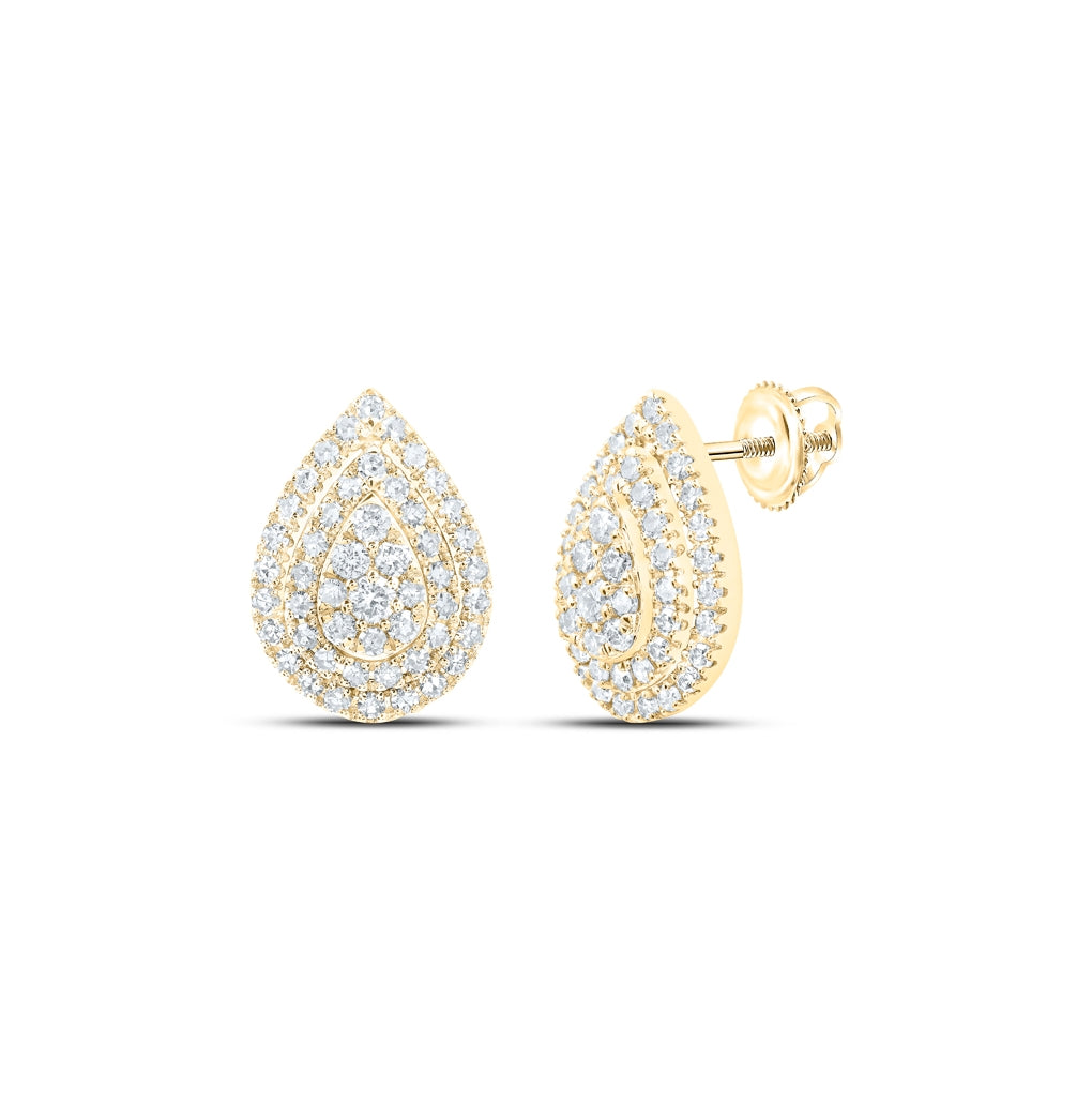 10K White Or Yellow Gold Womens Round Diamond Teardrop Earrings
