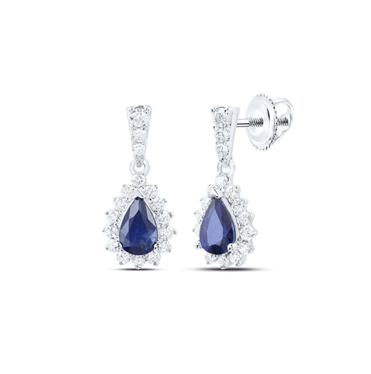 10K Yellow Or White Gold Womens Pear Diamond Dangle Earrings