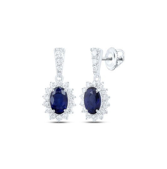 10K Yellow Or White Gold Womens Oval Diamond Dangle Earrings