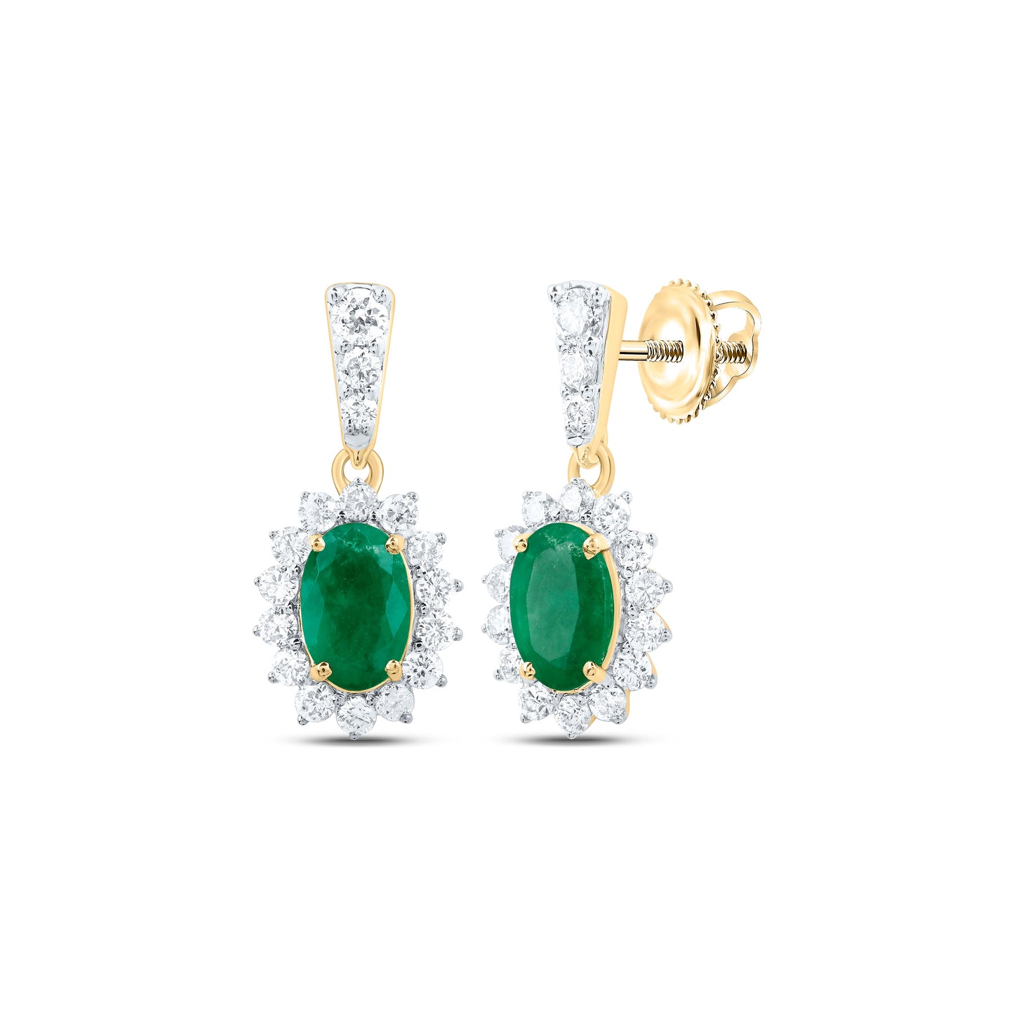 10K Yellow Or White Gold Womens Oval Diamond Dangle Earrings