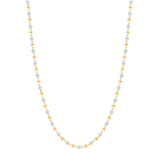 10K Yellow Gold Mens Round Diamond 18-inch Ball Link Chain Necklace 4 Cttw, Width: 0.16 In