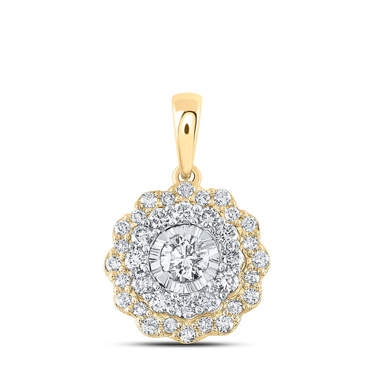 10K Yellow Or White Or Rose Gold Womens Round Diamond Fashion Pendant