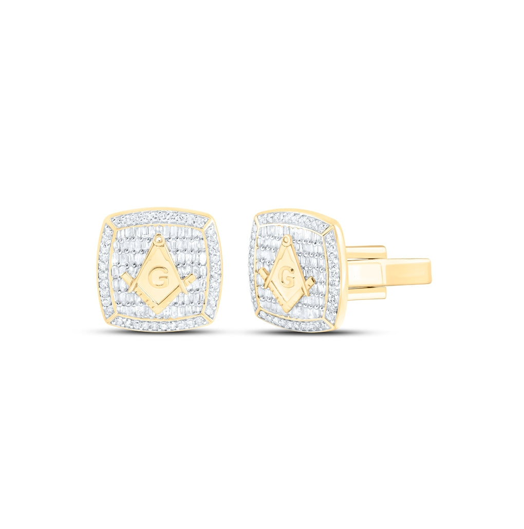 10kt Yellow Gold 1 1/3ctw Diamond Nk Cushion Cuff Link With Masonary