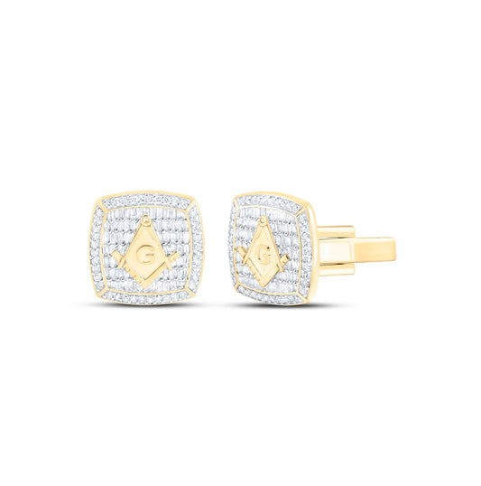 10kt Yellow Gold 1 1/3ctw Diamond Nk Cushion Cuff Link With Masonary