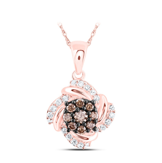 10kt Rose Gold 1/3ctw Diamond Cognac Pendant