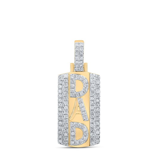 10K Yellow Gold Mens Round Diamond Dad Charm Pendant 1/3ct