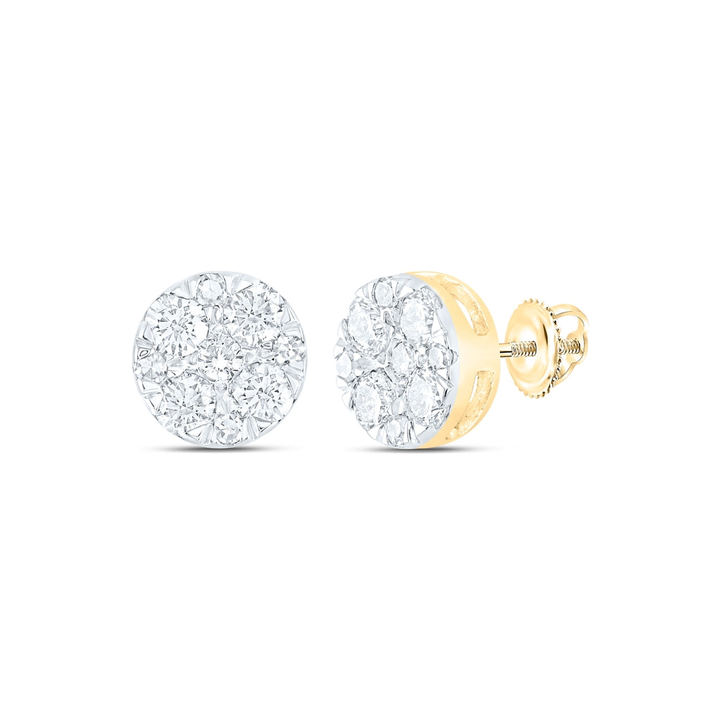 10K White Or Yellow Gold Womens Round Diamond Cluster Earrings