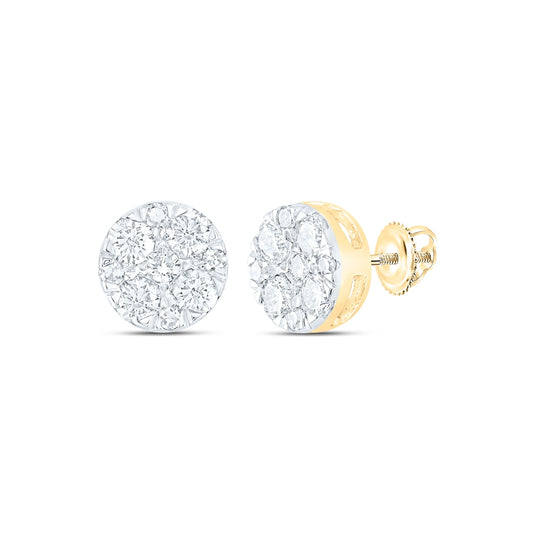10K White Or Yellow Gold Womens Round Diamond Cluster Earrings