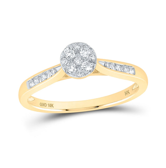 10K White Or Yellow Gold Womens Round Diamond Cluster Ring , Womens Size: 5-10