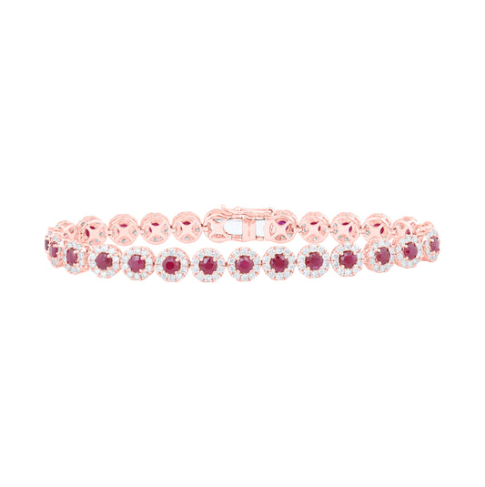 14kt Rose Gold 3ctw Diamond Ana M 3.1 Mm Ruby Bracelet(7 Inch)