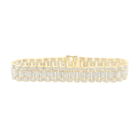 10kt Yellow Gold 8 7/8ctw Diamond Cn (13.5mm) Mens Bracelet (8.5 Inch)