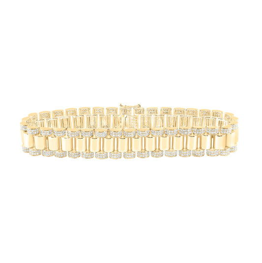 10kt Yellow Gold 4 1/3ctw Diamond Cn (13.5mm) Mens Bracelet (8.50 Inch)