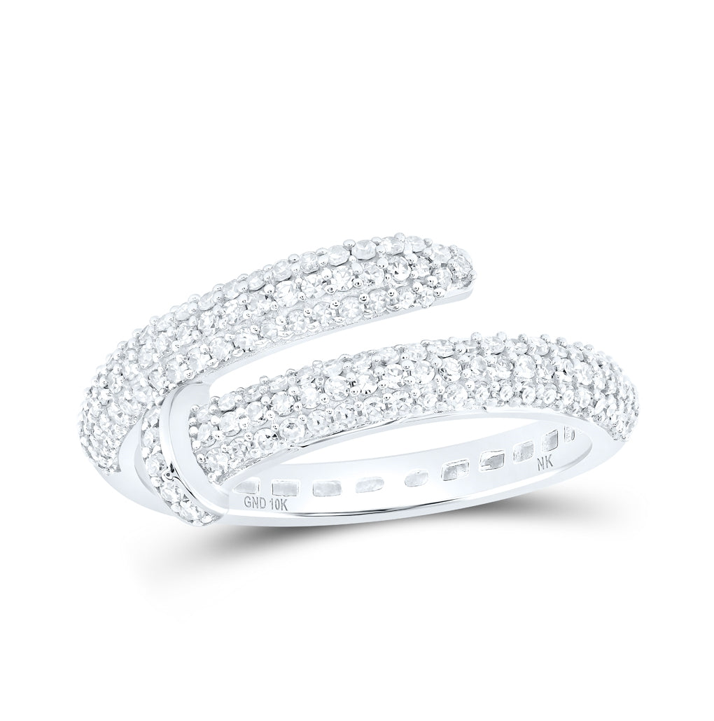 10K Yellow Or White Or Rose Gold Womens Round Diamond Spiral Band Ring , Womens Size: 5-10