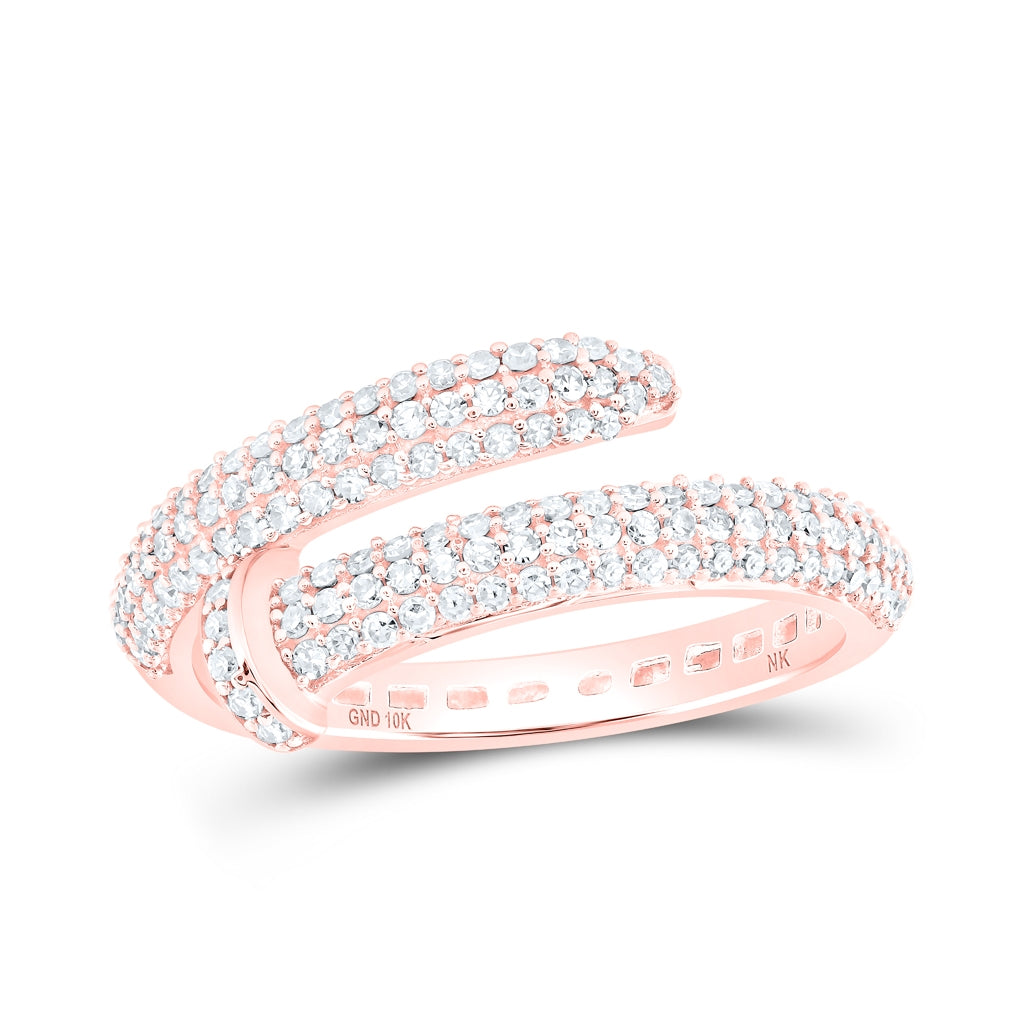 10K Yellow Or White Or Rose Gold Womens Round Diamond Spiral Band Ring , Womens Size: 5-10