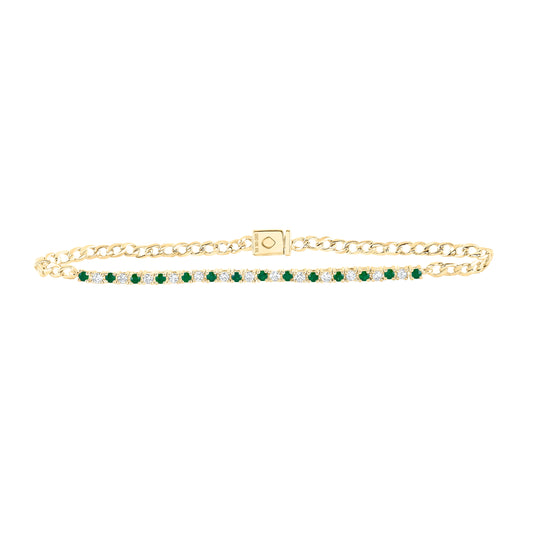 10kt Yellow Gold 1/3 Ctw Diamond Nk 1/3ct Emerald Bracelet (7 Inch)