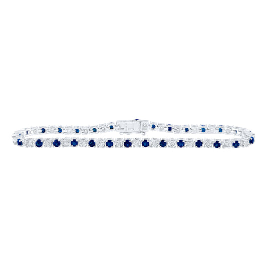10kt White Gold 1/2ctw Diamond Nk 2 3/4ct Sapphire Bracelet