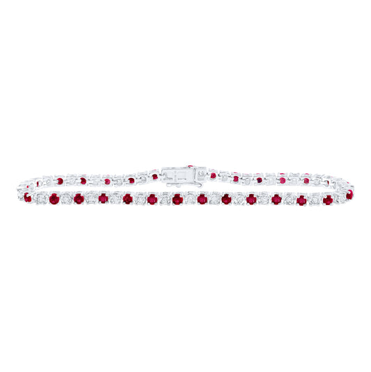 10kt White Or Rose Gold 1/2ctw Diamond Nk 2 1/2ct Ruby Bracelet