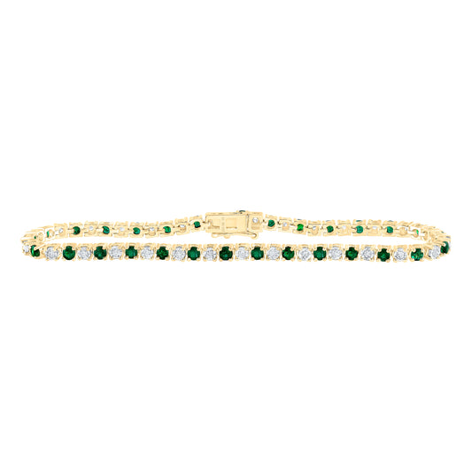 10kt Yellow Gold 1/2ctw Diamond Nk 2ct Emerald Bracelet