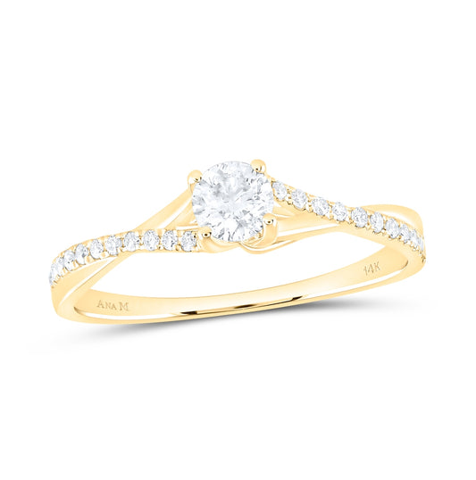 14K White Or Yellow Gold Round Diamond Solitaire Bridal Wedding Engagement Ring , Womens Size: 5-10
