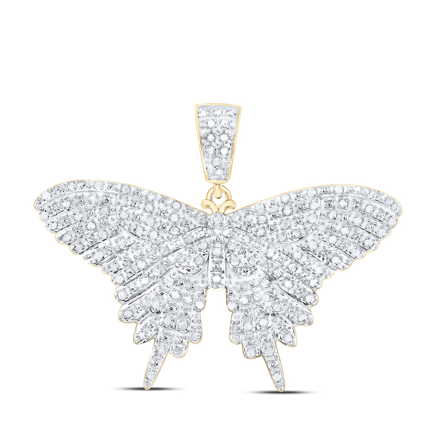Sterling Silver 3/4ctw Dia P4 Gift Butterfly Pendant