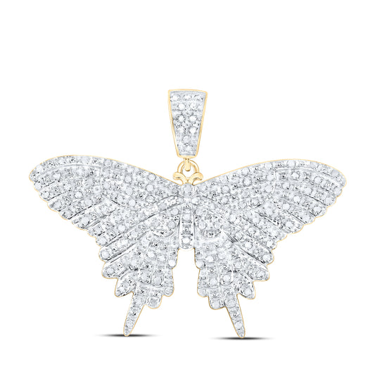 Sterling Silver 3/4ctw Dia P4 Gift Butterfly Pendant